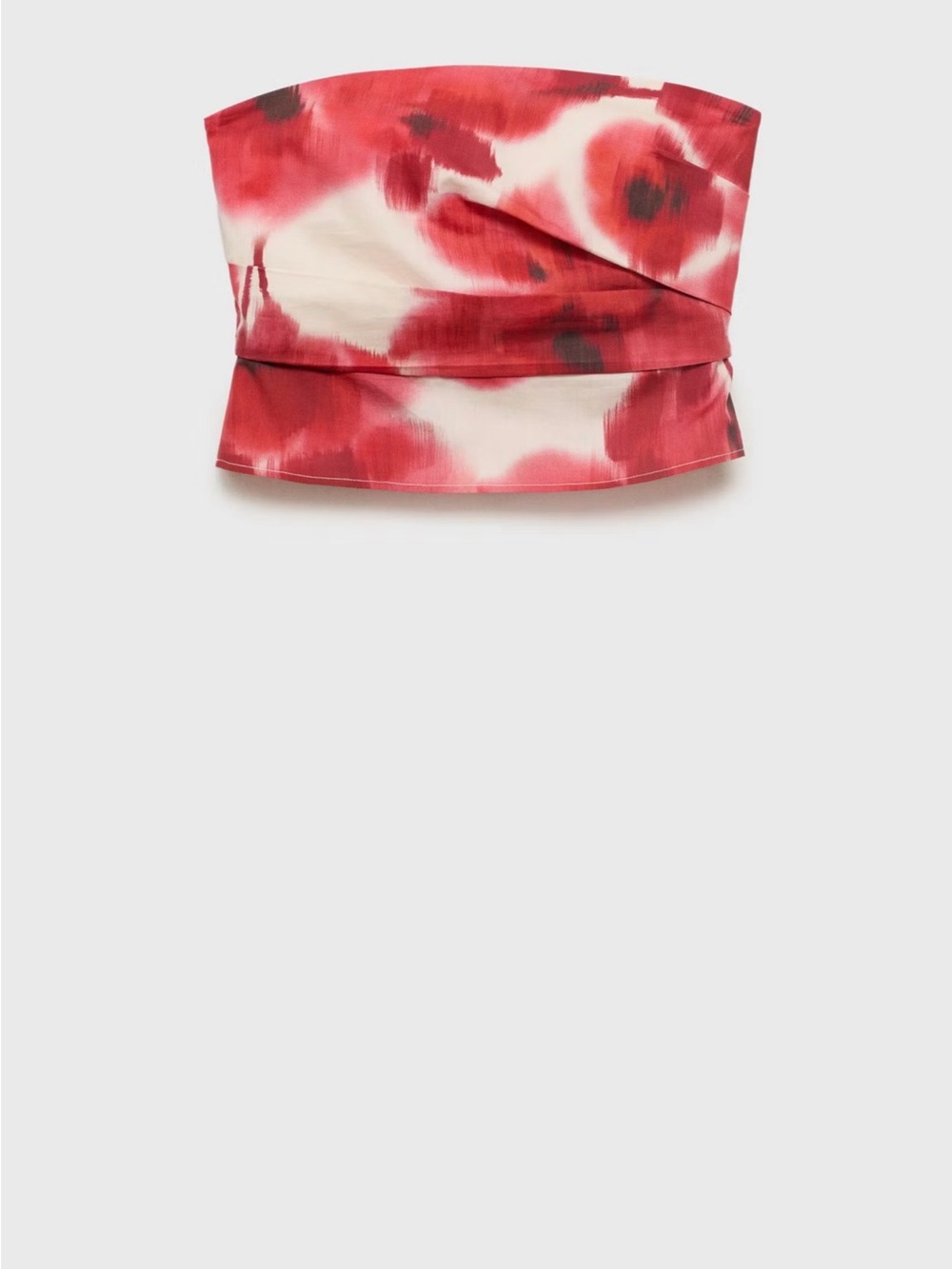 Mango Red and Cream Floral Strapless Crop Top